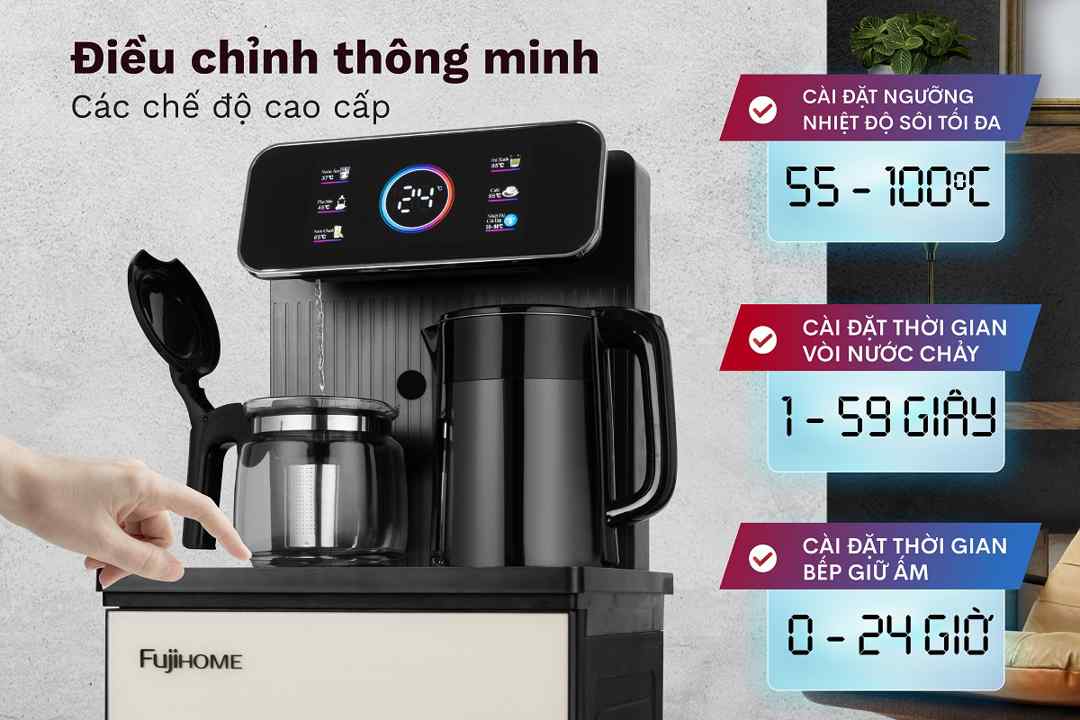 Cây nước nóng lạnh kết hợp bàn pha trà, caffe Fujihome TBD22